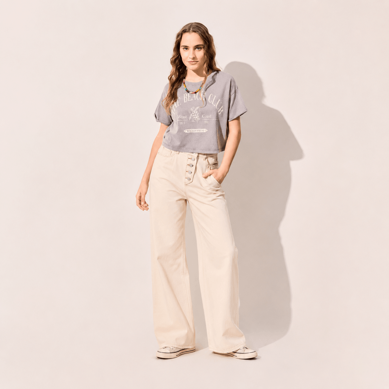 Woman model wearing knitwear